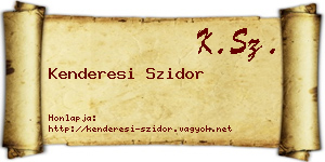 Kenderesi Szidor névjegykártya